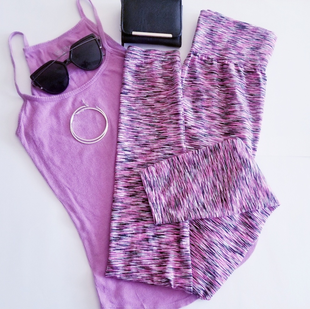 😎PINK Bandage Striped Leggings Pants